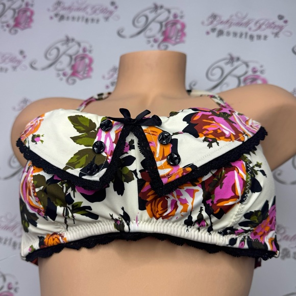 Betsey Johnson bikini top beauty mark the Topiary Swimsuit Mod Retro Vintage y2k - Picture 5 of 13